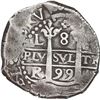 Image 1 : PERU, Lima, cob 8 reales, 1699 R, quatrefoil at top, ex-Ugaz.