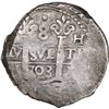 Image 1 : PERU, Lima, cob 8 reales, 1703 H, single dot at top, ex-Ugaz.