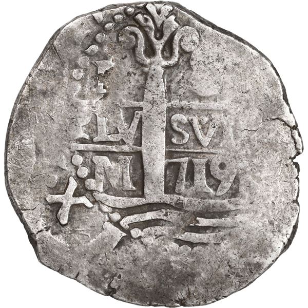 PERU, Lima, cob 8 reales, 1719 M, ex-Ugaz.