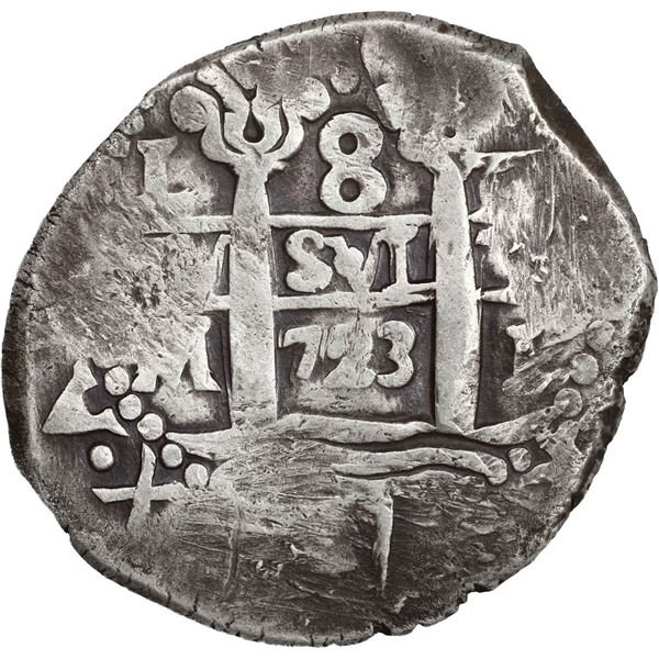 PERU, Lima, cob 8 reales, 1723 M, ex-Ugaz.