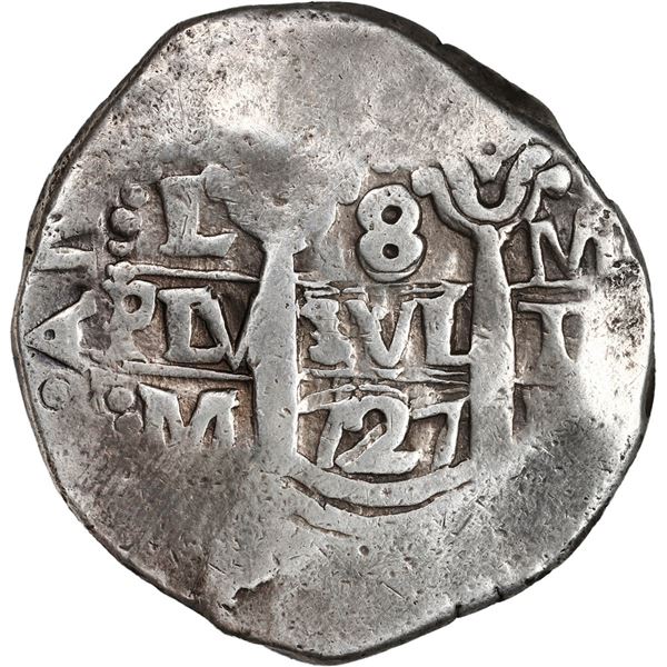 PERU, Lima, cob 8 reales, 1727 M, ex-Ugaz.