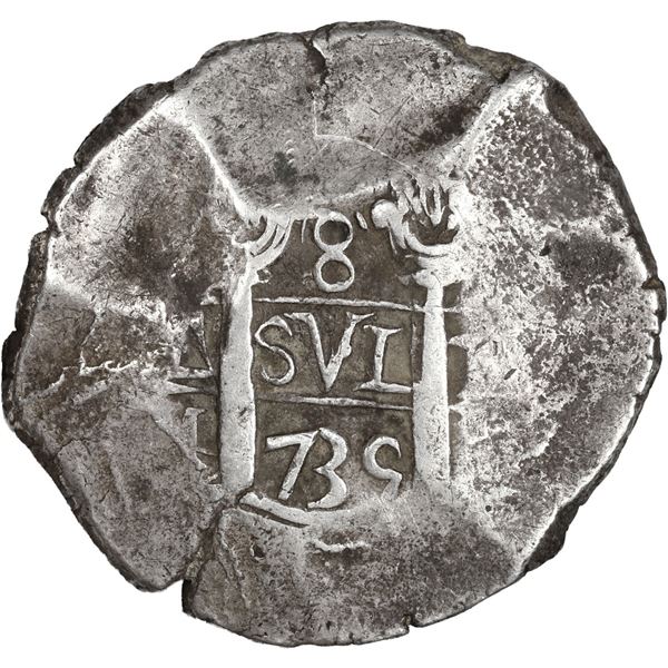 PERU, Lima, cob 8 reales, 1735 N, ex-Ugaz, ex-Ortiz.