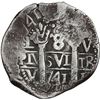Image 1 : PERU, Lima, cob 8 reales, 1741 V, cross-of-five-dots at top, ex-Ugaz.