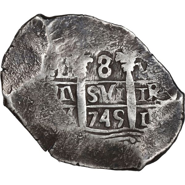 PERU, Lima, cob 8 reales, 1745 V, ex-Ugaz.