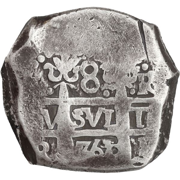 PERU, Lima, cob 8 reales, 1751/0 R, very rare, ex-Ugaz.