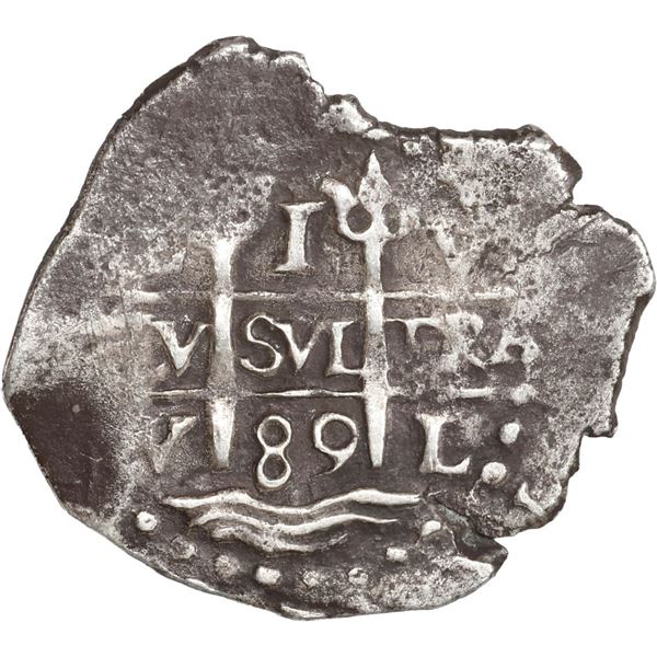 PERU, Lima, cob 1 real, 1689 R+V, unique(?), ex-Ugaz.