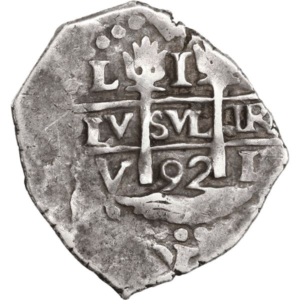 PERU, Lima, cob 1 real, 1692 V, ex-Ugaz.