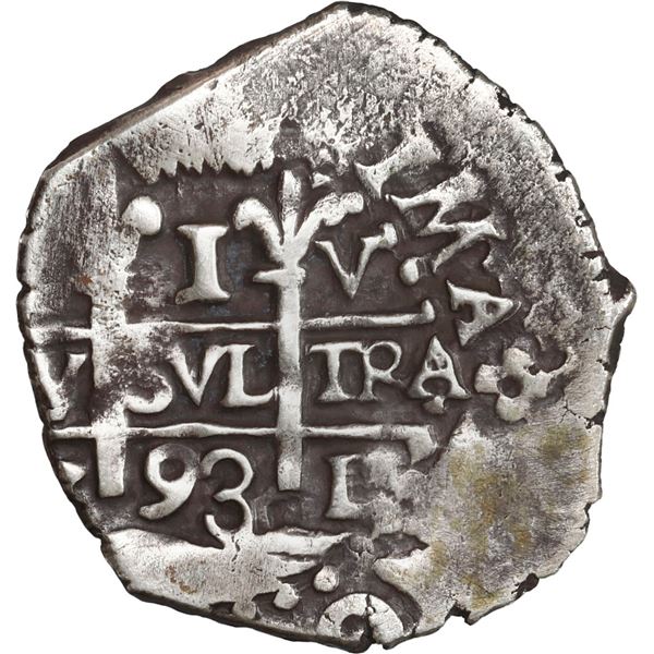 PERU, Lima, cob 1 real, 1693 V, ex-Ugaz.