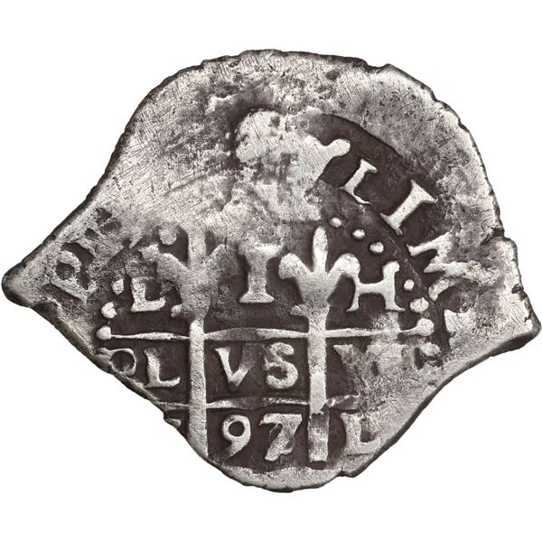 PERU, Lima, cob 1 real, 1697/6 H, rare, ex-Ugaz.