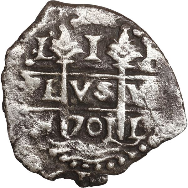 PERU, Lima, cob 1 real, 1701 H, Philip V, ex-Ugaz.