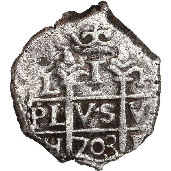 PERU, Lima, cob 1 real, 1703 H, ex-Ugaz.