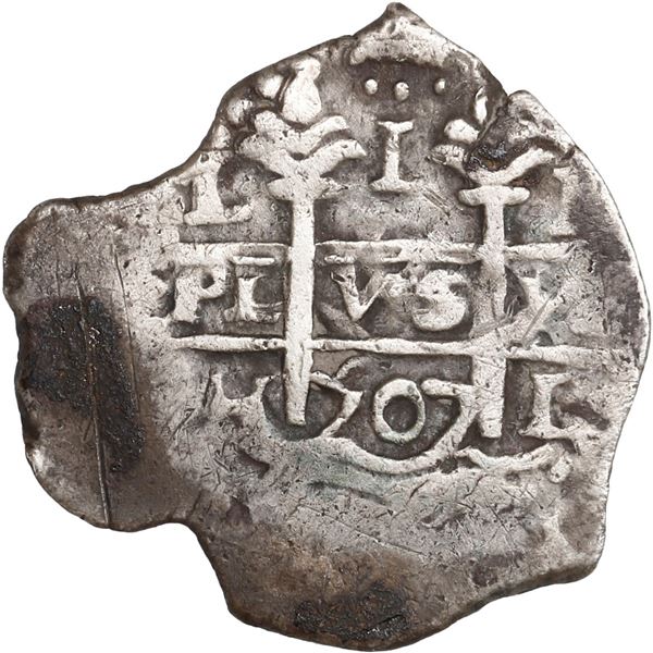 PERU, Lima, cob 1 real, 1707 H, ex-Ugaz.