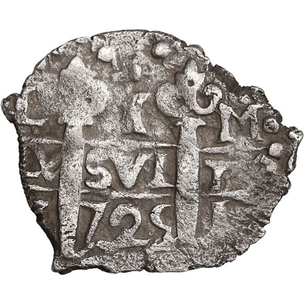 PERU, Lima, cob 1 real, 1725 M, (Louis I), rare, ex-Ugaz.