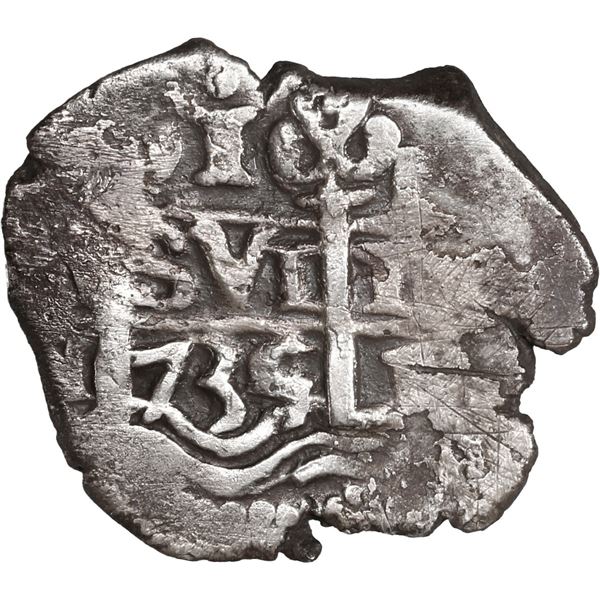 PERU, Lima, cob 1 real, 1735/4 N, unique(?), ex-Ugaz.