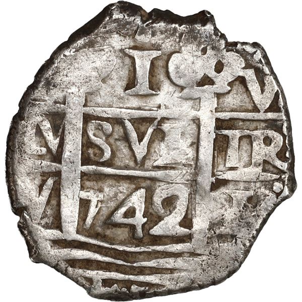PERU, Lima, cob 1 real, 1742 V, ex-Ugaz.