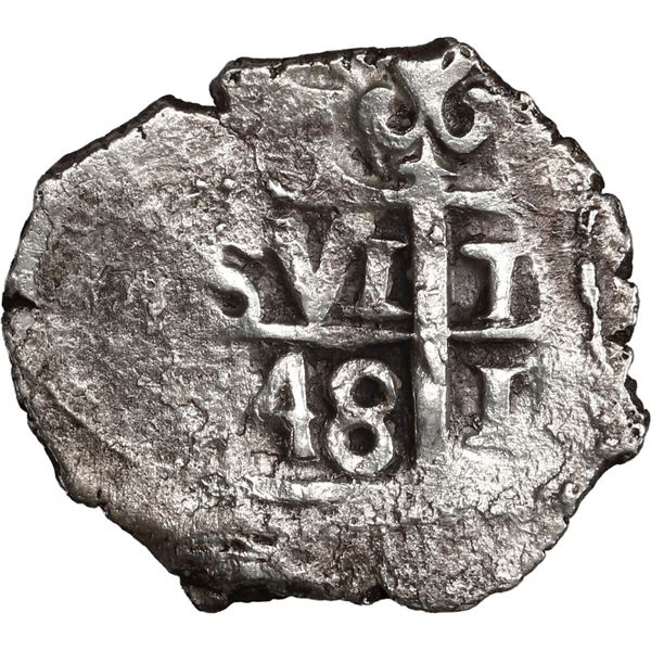 PERU, Lima, cob 1 real, 1748+47 V, unique(?), ex-Ugaz.