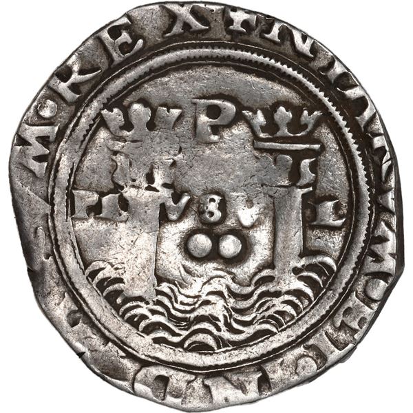 PERU, Lima, 2 reales, Philip II, assayer R (Rincón) to left, motto PL-VSV-L, legends HISPA / NIARVM.