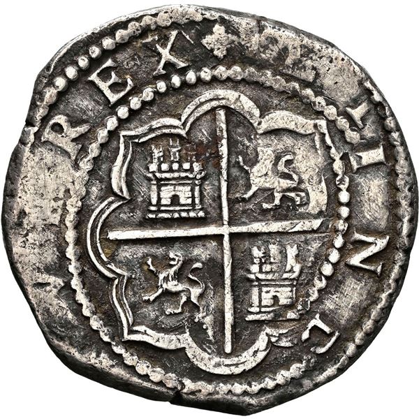PERU, Lima, cob 4 reales, Philip II, assayer Diego de la Torre, *-oIIII to left, P-oD to right, NGC 