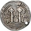 Image 1 : PERU, Lima, cob 8 reales Royal (galano), 1686 R, single dot at top, rare, NGC VF details / holed, ex