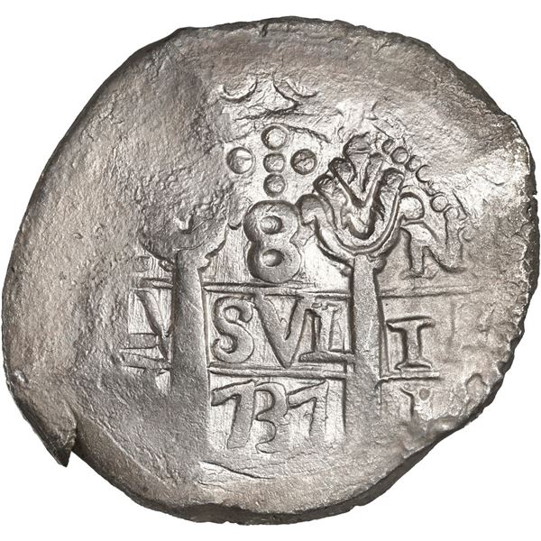 PERU, Lima, cob 8 reales, 1737/6 N, unique(?).