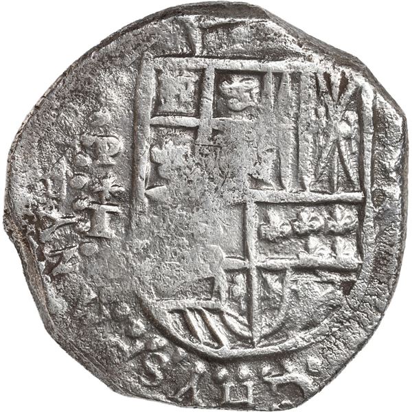 BOLIVIA, Potosí, cob 8 reales, 1618 T, quadrants of cross transposed, variety with small P+T.