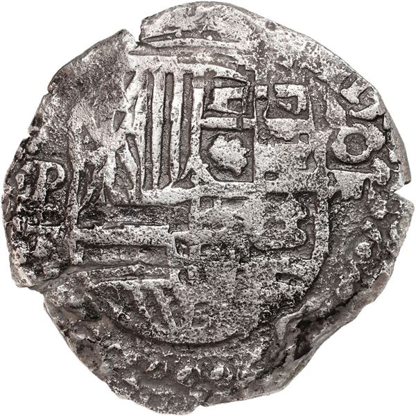 BOLIVIA, Potosí, cob 8 reales, 1620 T, upper half of shield transposed.