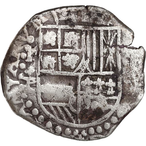 BOLIVIA, Potosí, cob 8 reales, 1622 P/T, lions and castles transposed in shield, rare.