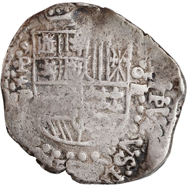 BOLIVIA, Potosí, cob 8 reales, 1622 P, quadrants of cross transposed, "flat" lions, rare, ex-Karon.