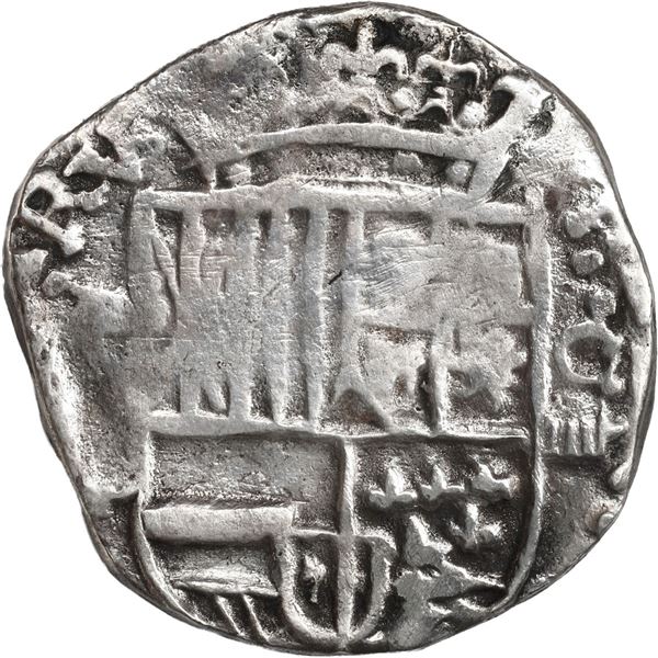 BOLIVIA, Potosí, cob 8 reales, 1625 P, quadrants of cross and upper half of shield transposed, "flat