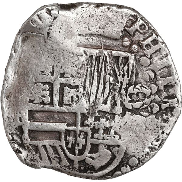 BOLIVIA, Potosí, cob 8 reales, 1626 P, quadrants of cross transposed, "flat" lions, very rare.