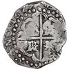 Image 2 : BOLIVIA, Potosí, cob 8 reales, 1627 T, quadrants of cross transposed, "hunched over" lions, rare.