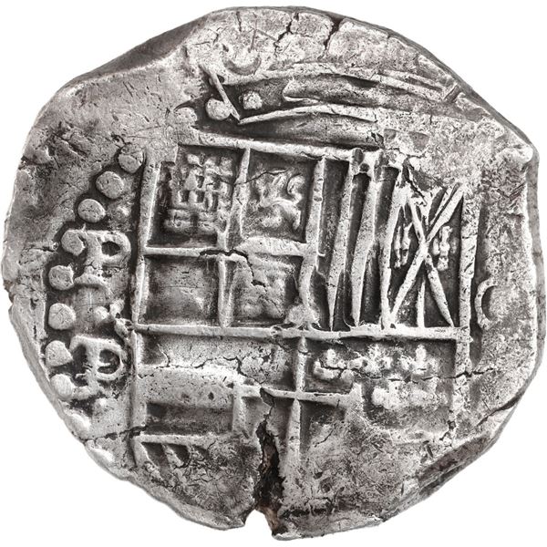 BOLIVIA, Potosí, cob 8 reales, (1628) P/T, "hunched over" lions.