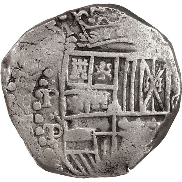 BOLIVIA, Potosí, cob 8 reales, (1628) P/T, "hunched over" lions.