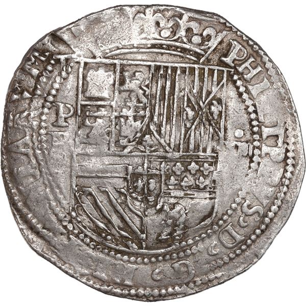 BOLIVIA, Potosí, cob 8 reales, Philip II, assayer B (1st period), HISPANIARVM with H, "Great Module.