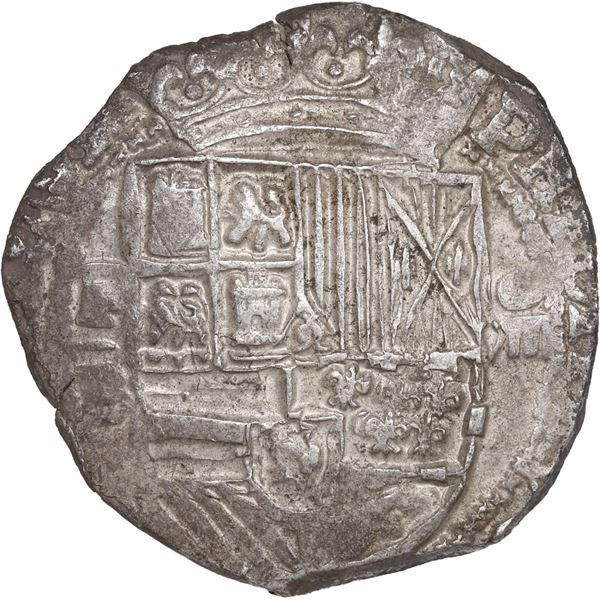 BOLIVIA, Potosí, cob 8 reales, Philip II, assayer B (5th period, borders of x's).