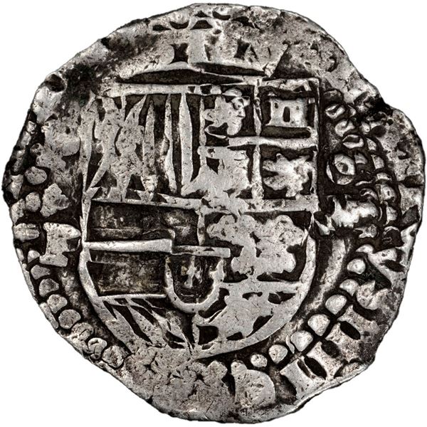 BOLIVIA, Potosí, cob 8 reales, 1625 P, quadrants of cross transposed, "flat" lions, very rare, PCGS 