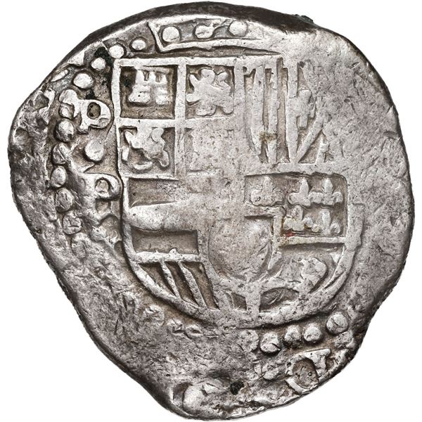 BOLIVIA, Potosí, cob 8 reales, 1626 P, quadrants of cross transposed, "flat" lions, rare.