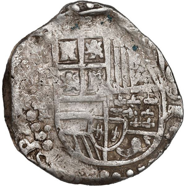 BOLIVIA, Potosí, cob 8 reales, 1627 T, quadrants of cross transposed.