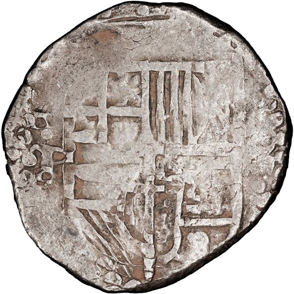 BOLIVIA, Potosí, cob 4 reales, 1628 T/P, rare, PCGS VF35, finest and only example in PCGS census, ex