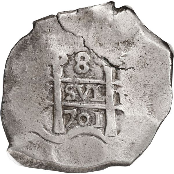 BOLIVIA, Potosí, cob 8 reales, 1701 Y, NGC VF 20.