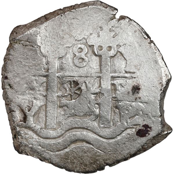 BOLIVIA, Potosí, cob 8 reales, 1705 Y, with chopmarks from circulation in Asia.