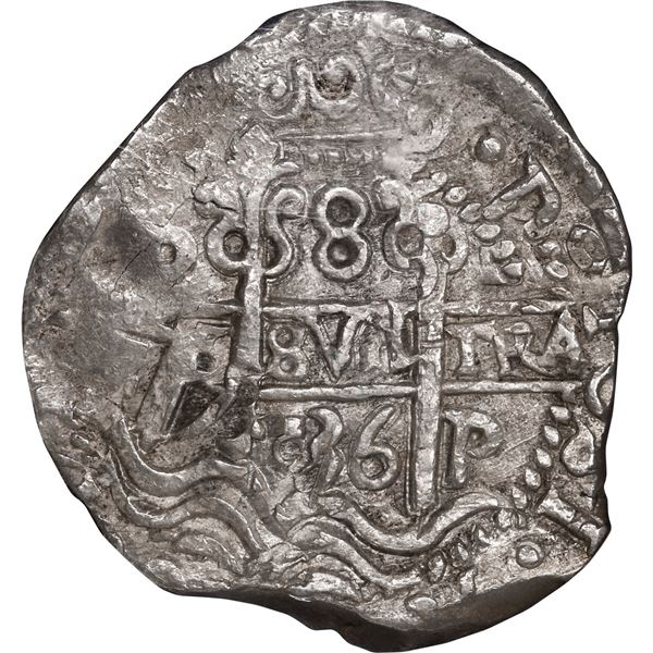 BOLIVIA, Potosí, cob 8 reales, 1736 E, NGC AU 55, finest known in NGC census.