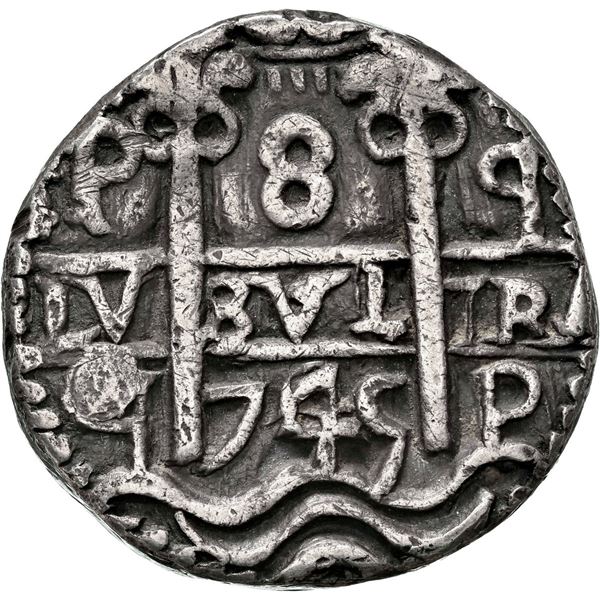 BOLIVIA, Potosí, cob 8 reales Royal (galano), 1745 q, very rare, NGC XF details / plugged.