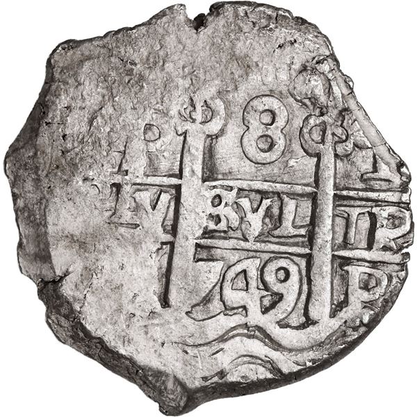 BOLIVIA, Potosí, cob 8 reales, 1749 q.