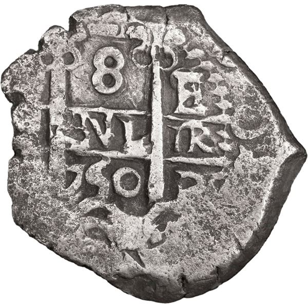 BOLIVIA, Potosí, cob 8 reales, 1750 E/q, rare, ex-Rutherford.
