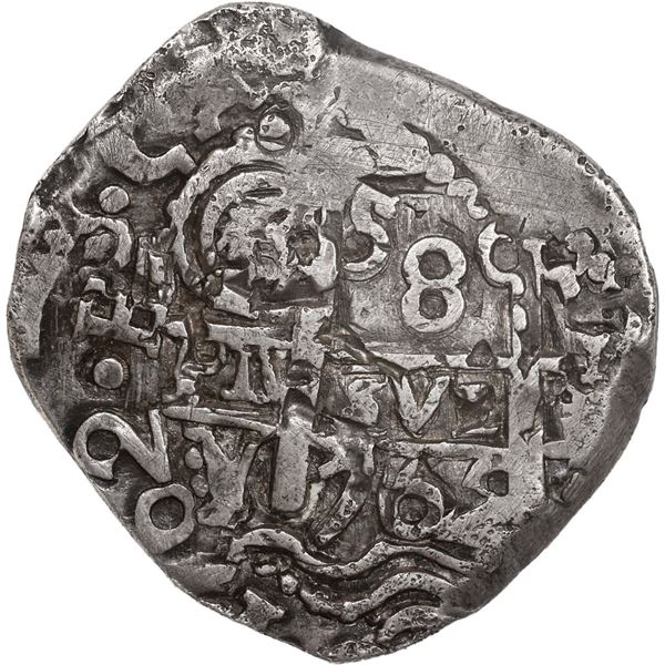 BOLIVIA, Potosí, cob 8 reales, 1762 V-Y, interesting double-strike.