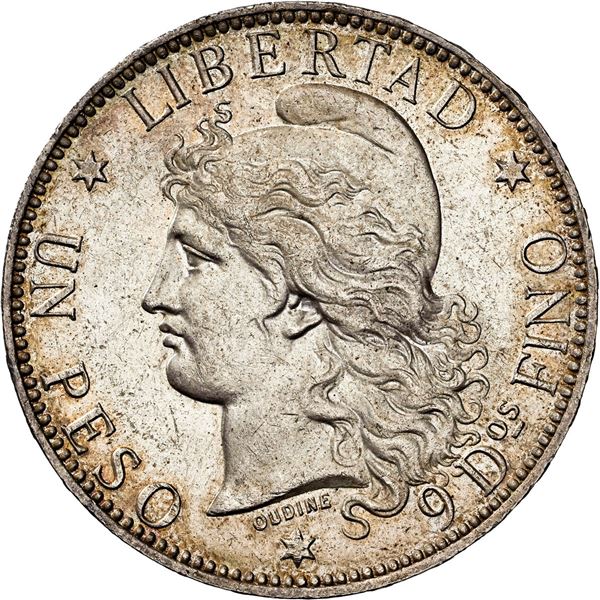 ARGENTINA, 1 peso (patacón), 1881, NGC MS 62, ex-Janson.