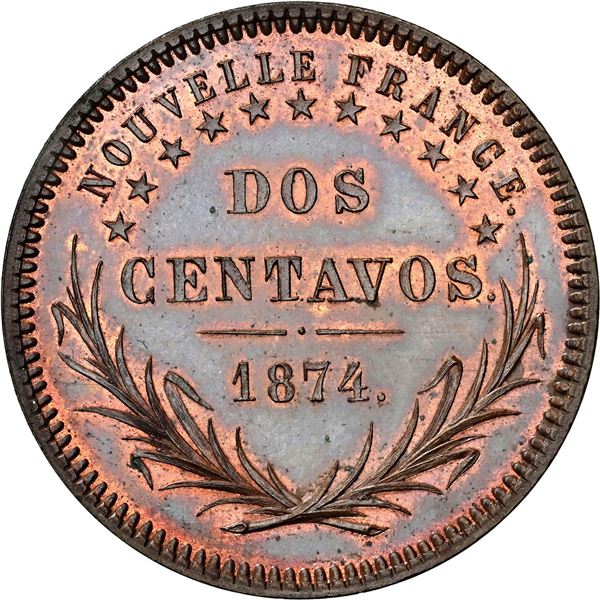 ARGENTINA - PATAGONIA and ARAUCANIA (New France), bronze proof essai 2 centavos, King Orélie-Antoine