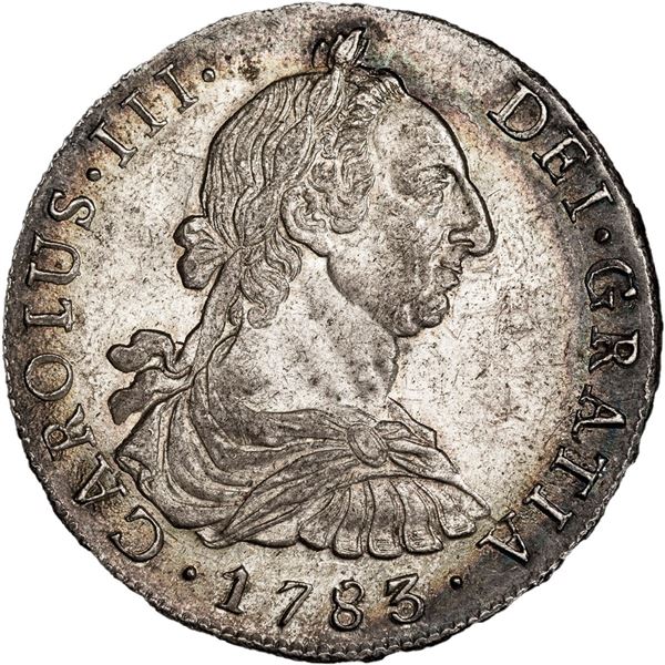 BOLIVIA, Potosí, bust 8 reales, Charles III, 1783 PR, PCGS MS 62, finest known in PCGS census.