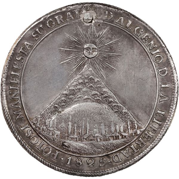 BOLIVIA, Potosí, "10 soles"-sized monetary medal, 1825, Bolívar.